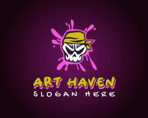 Graffiti Skull Paint  logo design