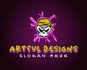 Graffiti Skull Paint  logo design