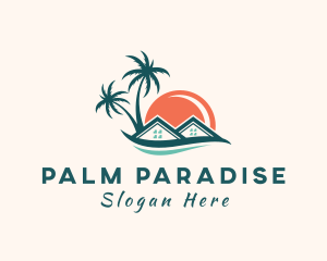 Tropical Sunset House logo design