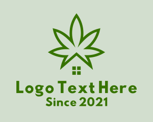 Green House - Marijuana Plant House logo design