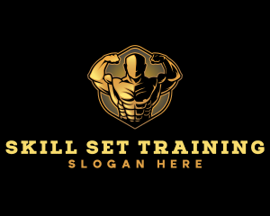 Training - Bicep  Muscle Training logo design
