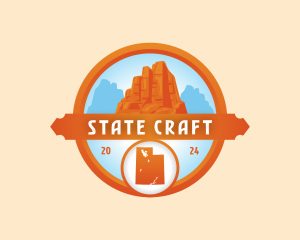 State - Utah Map Mountain logo design