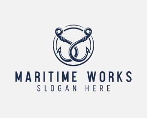 Marine Fishing Hook logo design