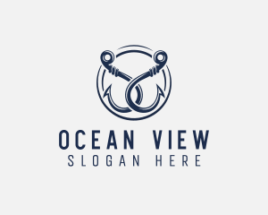 Marine Fishing Hook logo design