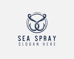 Marine Fishing Hook logo design