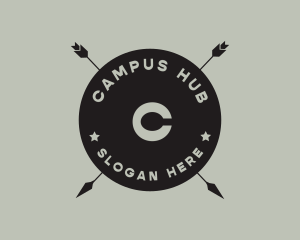 Hipster Arrow Fishing Camping logo design