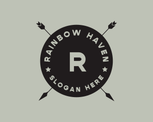 Hipster Arrow Fishing Camping logo design