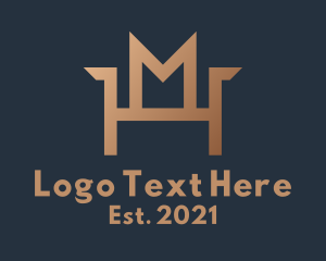 Throne - Brown Chair Letter M logo design