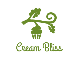 Cream - Green Organic Vegan Cupcake logo design