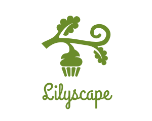 Green Organic Vegan Cupcake logo design