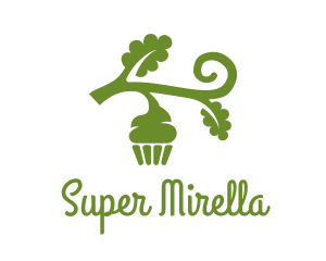 Green Organic Vegan Cupcake logo design