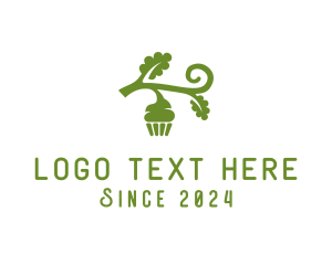 Green Organic Vegan Cupcake logo design