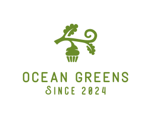 Green Organic Vegan Cupcake logo design