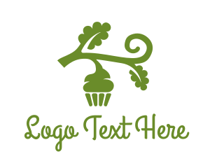 Green Branch - Green Organic Vegan Cupcake logo design