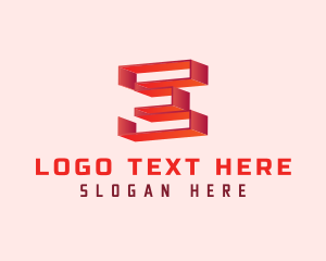 Internet - Red 3D Letter E logo design