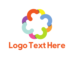 Four Leaf Clover - Colorful Flower Arcs logo design
