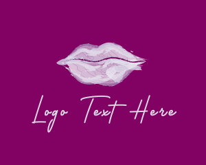 Beauty Vlogger - Watercolor Lipstick Cosmetics logo design