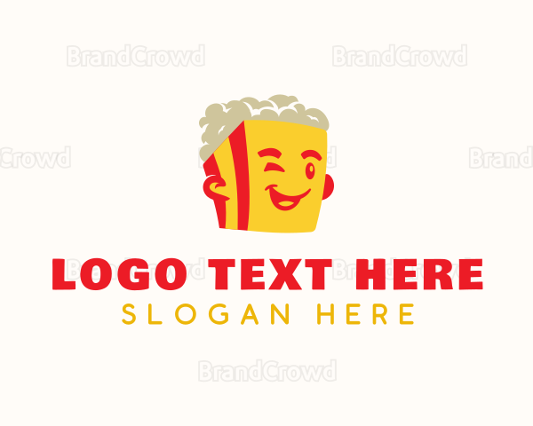 Cute Popcorn Snack Logo