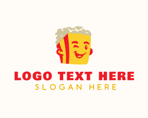 Cute Popcorn Snack Logo