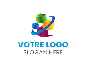 Strategist - Modern 3d Cube Orbit logo design