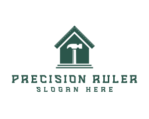 Ruler House Hammer Construction  logo design