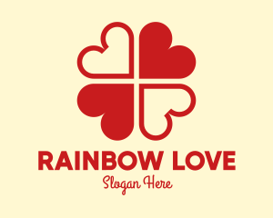 Red Hearts Clover Leaf logo design