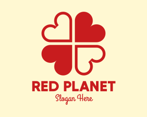 Red Hearts Clover Leaf logo design