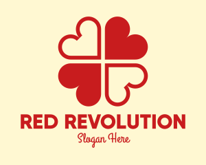 Red Hearts Clover Leaf logo design