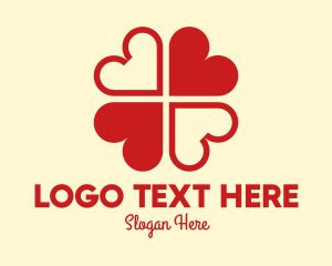 Lucky - Red Hearts Clover Leaf logo design