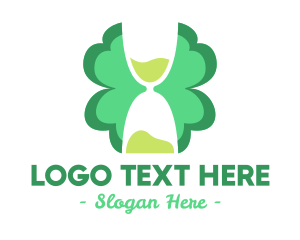 Timer - Hourglass Clover Leaf logo design