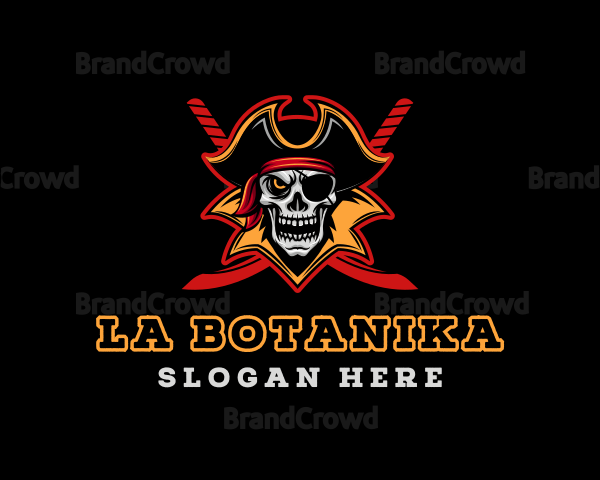 Skull Pirate Sword Captain Logo