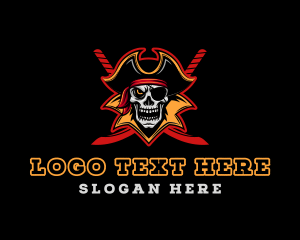 Spooky - Skull Pirate Sword Captain logo design