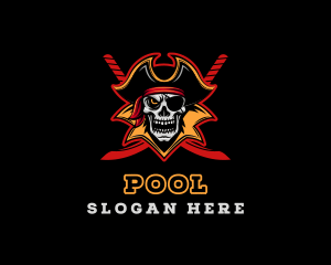 Skull Pirate Sword Captain Logo