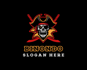 Skeleton - Skull Pirate Sword Captain logo design