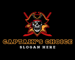 Captain - Skull Pirate Sword Captain logo design