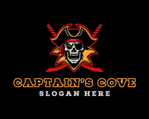 Captain - Skull Pirate Sword Captain logo design