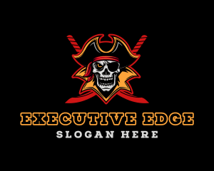 Chief - Skull Pirate Sword Captain logo design