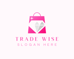 Merchant - Diamond Jewelry Shopping Bag logo design
