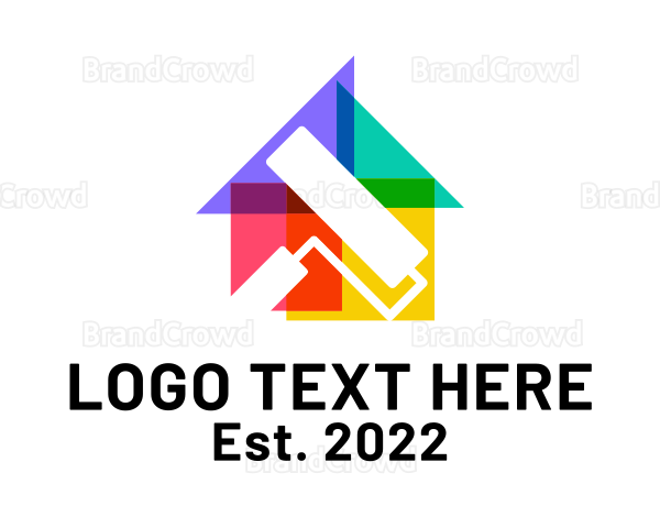 Colorful House Paint Roller Logo