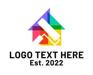 Home Decor - Colorful House Paint Roller logo design