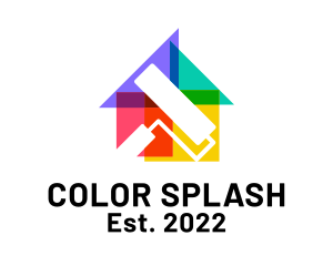 Colorful House Paint Roller logo design