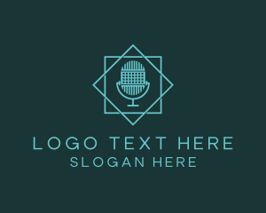 Bubble Chat - Microphone DJ Podcast logo design