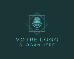 Vlogger - Microphone DJ Podcast logo design
