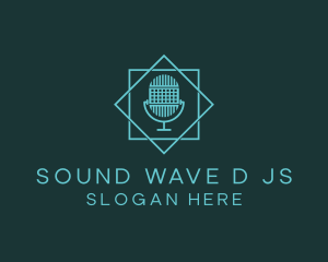 Dj - Microphone DJ Podcast logo design