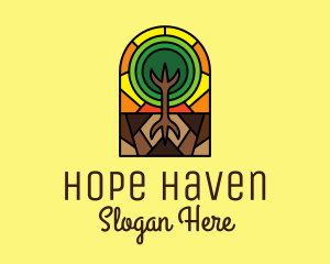 Stained Glass - Stained Glass Tree Planting logo design