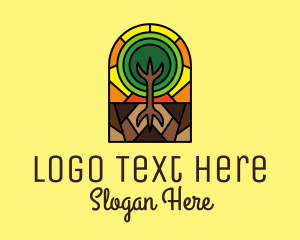 Nature Conservation - Stained Glass Tree Planting logo design