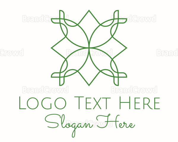 Green Monoline Floral Motif Logo