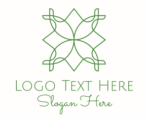Vegan - Green Monoline Floral Motif logo design