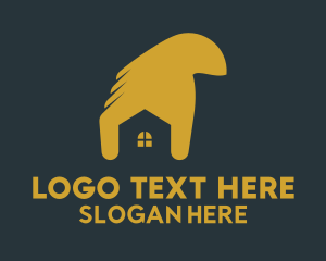Yellow Hand House Contractor  Logo