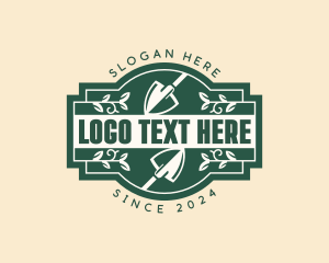 Shovel - Leaf Landscaping Shovel logo design
